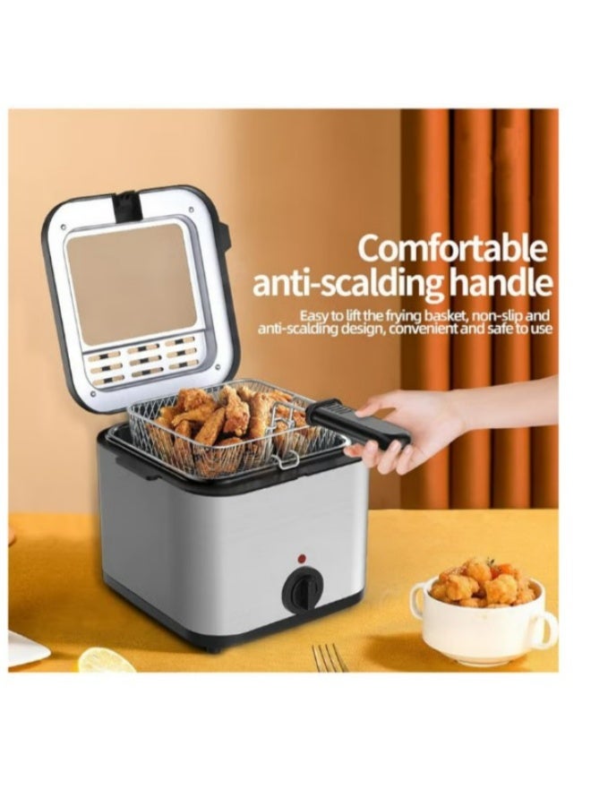 Denx Electric Deep Fryer 2.5L Tank Deep Fat Fryer with Viewing Window Temperature Up to 180°C Stainless Steel Chip Fryer Cold Zone Technology Removable Oil Basket Automatic Fryer 1000W - Image 5