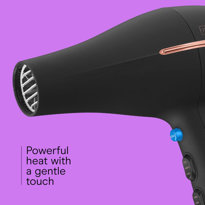 CONAIR INFINITI PRO by CONAIR Hair Dryer, 1875W Blow Dryer with Diffuser and Concentrator, Ceramic Technology, 3 Heat & 2 Speed Settings, Cold Shot Button, Black - Image 3