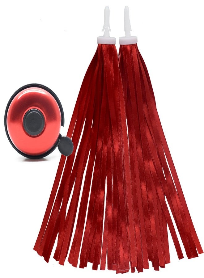 catin Red Bike Bell Red Bike Streamers Ribbon Bicycle Tassels for Bike Handlebar Decorations - Image 1
