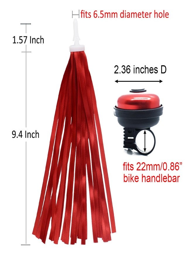 catin Red Bike Bell Red Bike Streamers Ribbon Bicycle Tassels for Bike Handlebar Decorations - Image 2