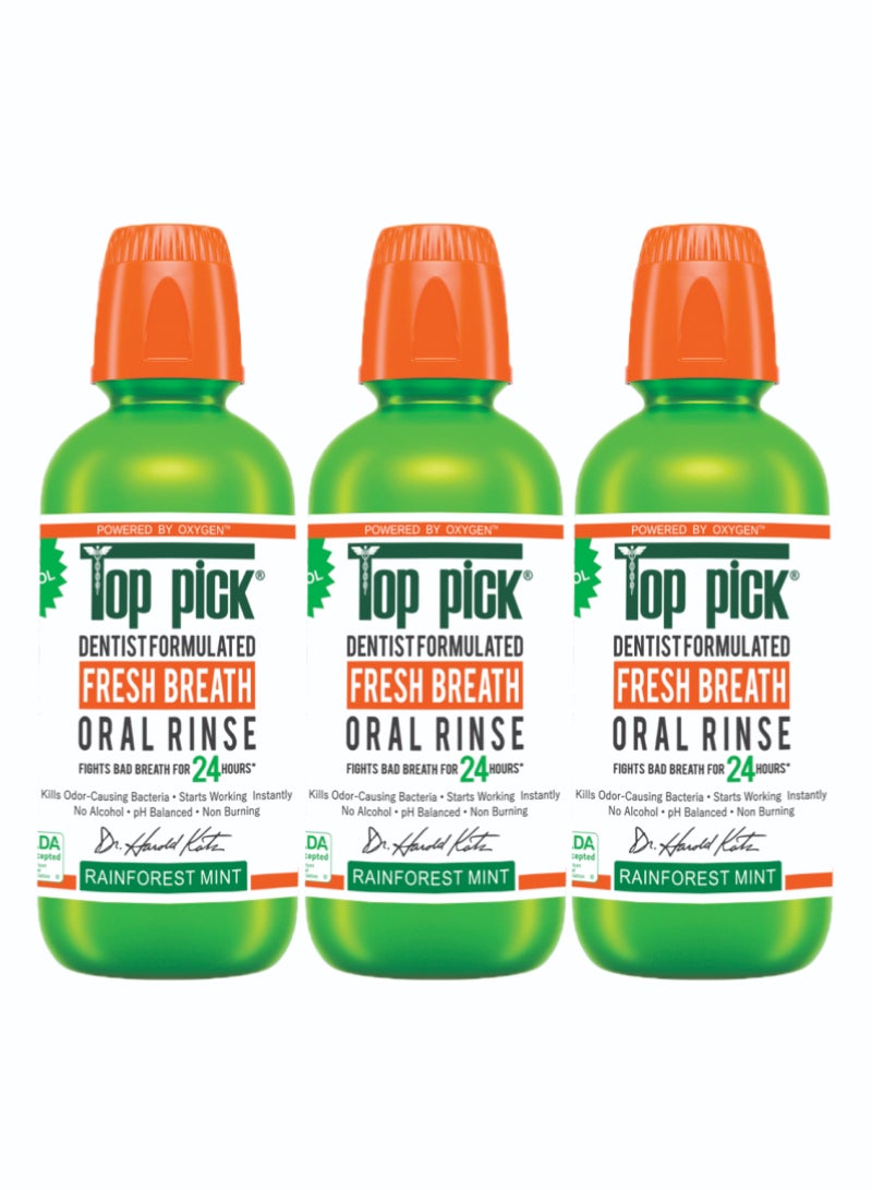 Top Pick Fresh Breath Mouthwash – Rainforest Mint Flavor, Convenient Pack Of 3
