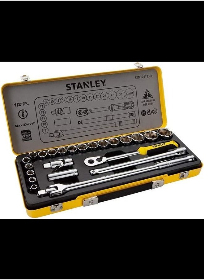 Stanley 1/2 inch Socket Set In Metal 24 Pieces  - Image 1