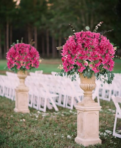 IPOPU 4PCS Bougainvillea Artificial Flowers 42" Long Stem Pink Faux Silk Bougainvillea Flowers Fake Hanging Flower Branches for Wedding Table Centerpieces Home Garden Arch Wall Decorations (Deep Pink) - Image 2