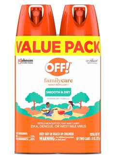 OFF! Family Care طارد الحشرات والبعوض، رذاذ الحشرات يحتوي على 15% DEET، يحمي من البعوض، 4 أونصة، عدد 2  - Image 1