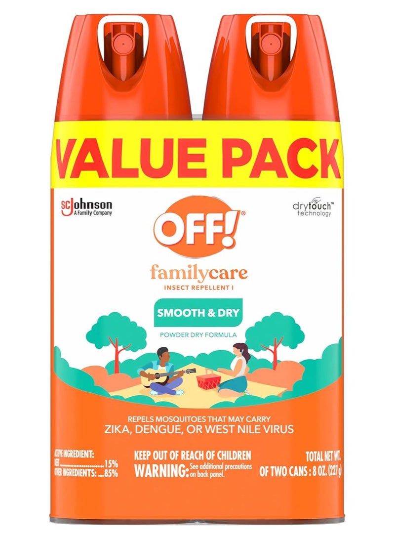 OFF! Family Care طارد الحشرات والبعوض، رذاذ الحشرات يحتوي على 15% DEET، يحمي من البعوض، 4 أونصة، عدد 2  - Image 1