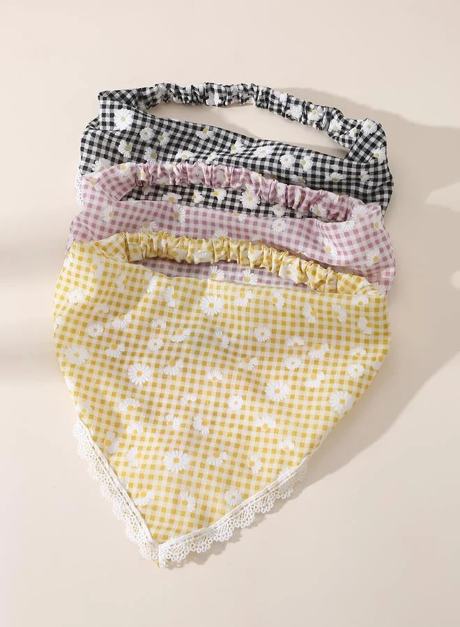 Take Two  Set of 3 - Floral Print Triangle Headband for Women | Best Price UAE