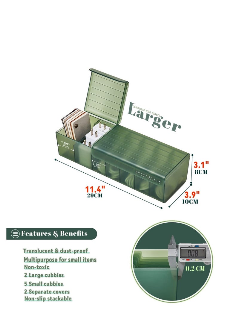 Excefore - Clear USB Cable Cord Organizer Box, Data Cable Organizer Box, Small Sized Plastic Storage Boxes With Deviders, Charging Cord Hider Box, Sticky Notes and 1.5M Reusable Hoop&Loop Tape - Image 1