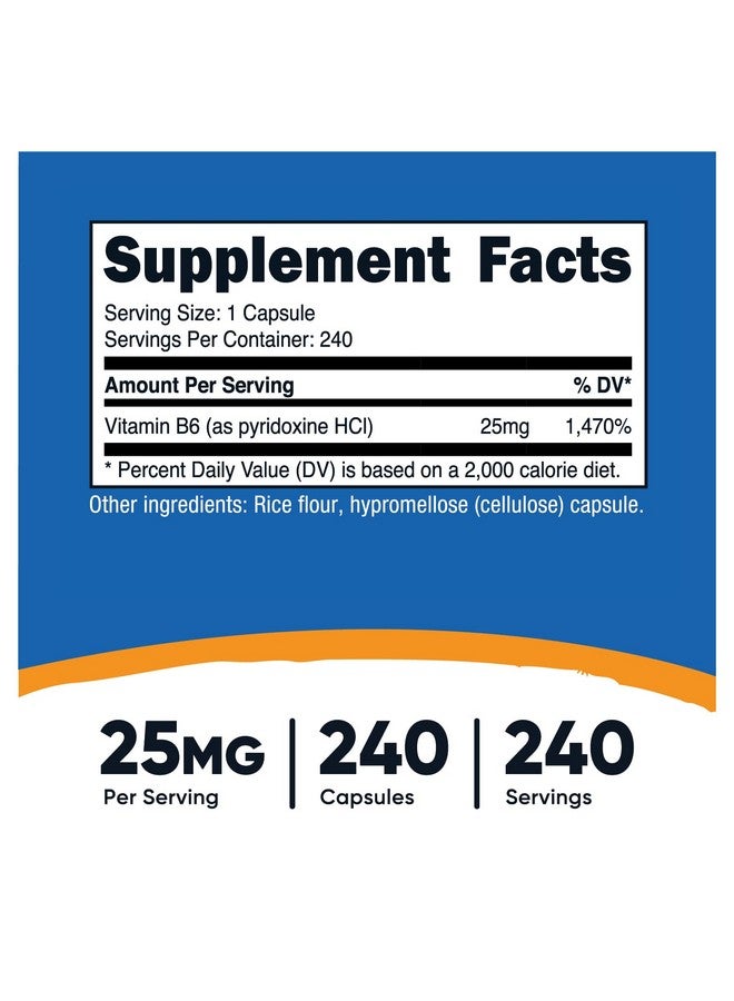 Nutricost Vitamin B6 (Pyridoxine Hcl) 25Mg 240 Capsules Non Gmo Gluten Free And Vegetarian Friendly - Image 3