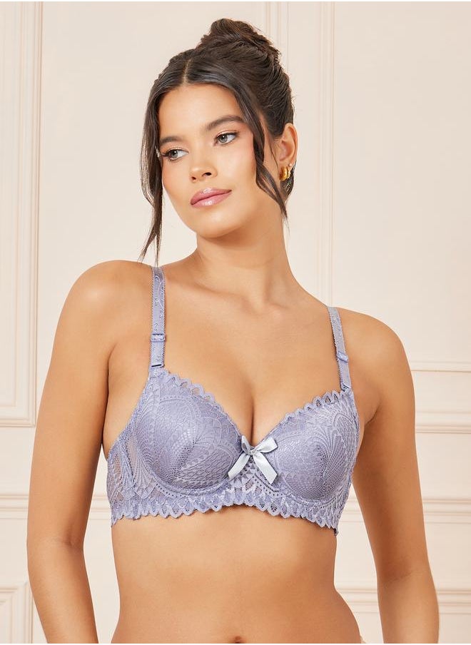 Styli - Pack of 2 - Padded Wired All Over Lace Scalloped Trim T-Shirt Bras - Image 1
