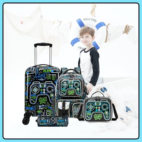 Inprof Kid’s Luggage Set 5 Piece Suitcase Set 16’’ Hardside Luggage with Spinner Wheels Girls Boys Carry on Luggage Travel Rolling Luggage Airline Approved - Image 5