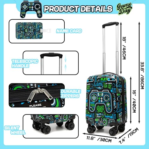 Inprof Kid’s Luggage Set 5 Piece Suitcase Set 16’’ Hardside Luggage with Spinner Wheels Girls Boys Carry on Luggage Travel Rolling Luggage Airline Approved - Image 2