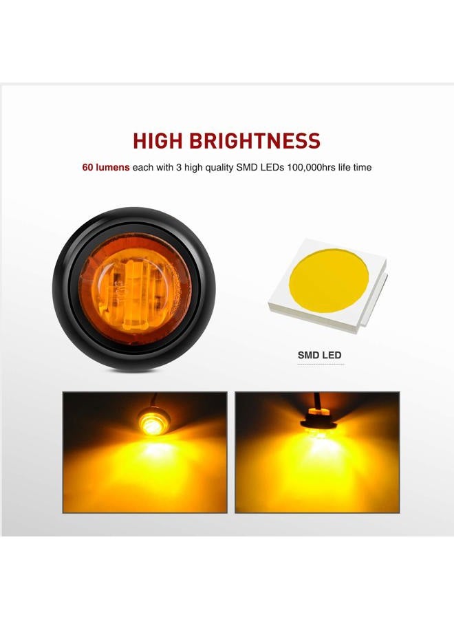 Nilight TL-03 10 PCS 3/4” Round Clearance LED Front Rear Side Indicator Bullet Marker Light for Truck RV Car Bus Trailer Van Caravan Boat (12V, Amber), 2 Years Warranty - Image 4