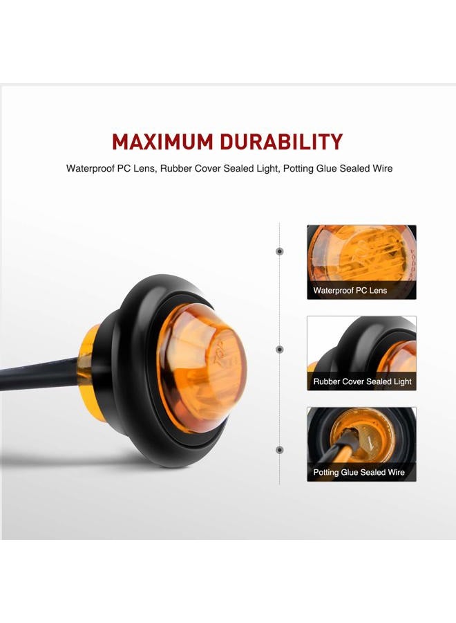 Nilight TL-03 10 PCS 3/4” Round Clearance LED Front Rear Side Indicator Bullet Marker Light for Truck RV Car Bus Trailer Van Caravan Boat (12V, Amber), 2 Years Warranty - Image 3