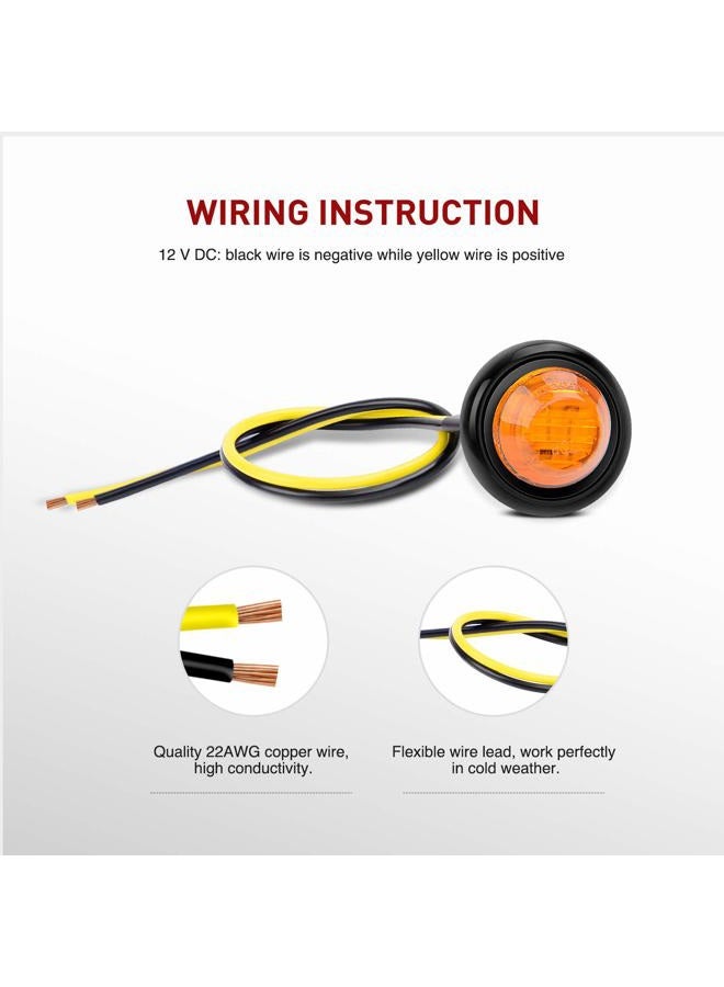 Nilight TL-03 10 PCS 3/4” Round Clearance LED Front Rear Side Indicator Bullet Marker Light for Truck RV Car Bus Trailer Van Caravan Boat (12V, Amber), 2 Years Warranty - Image 5