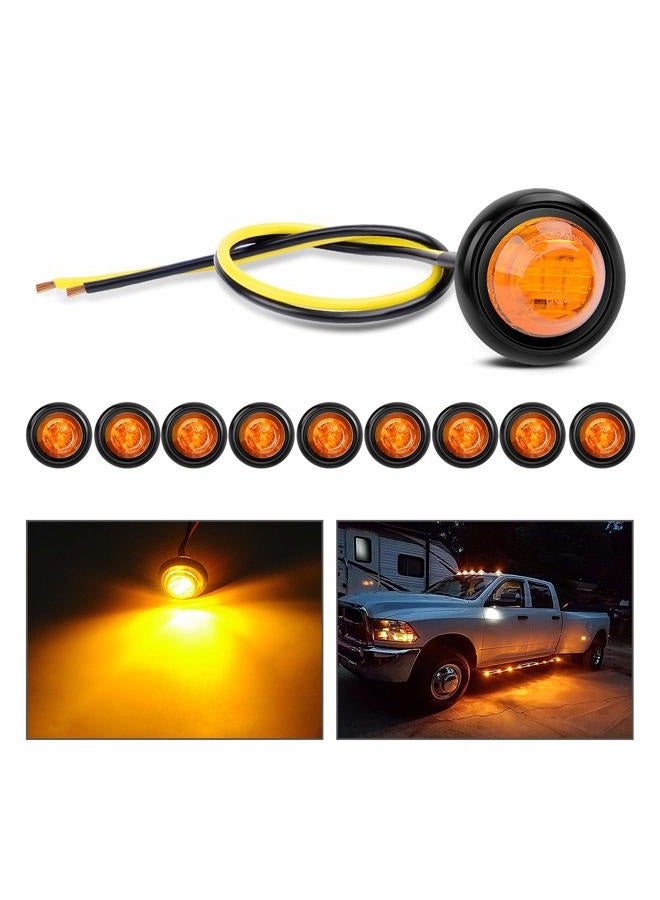 Nilight TL-03 10 PCS 3/4” Round Clearance LED Front Rear Side Indicator Bullet Marker Light for Truck RV Car Bus Trailer Van Caravan Boat (12V, Amber), 2 Years Warranty - Image 1