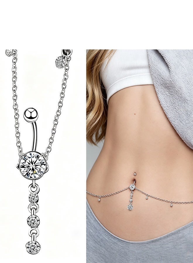 KANGLI 1PCS  Piercing Navel Waist Chain Belly Button Ring Surgical Steel Sexy  Dangle Body Jewelry - Image 1
