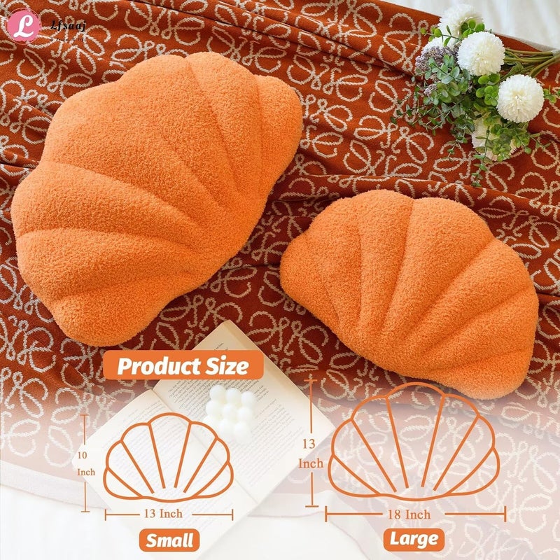 Lfsaaj Orange Seashell Throw Pillows, Shell Shaped Throw Pillows, 13 Inch Soft Home Decorative Pillow Plush Cushion for Bed Couch Living Sofa Room Decor Accent Throw Pillow - Image 3