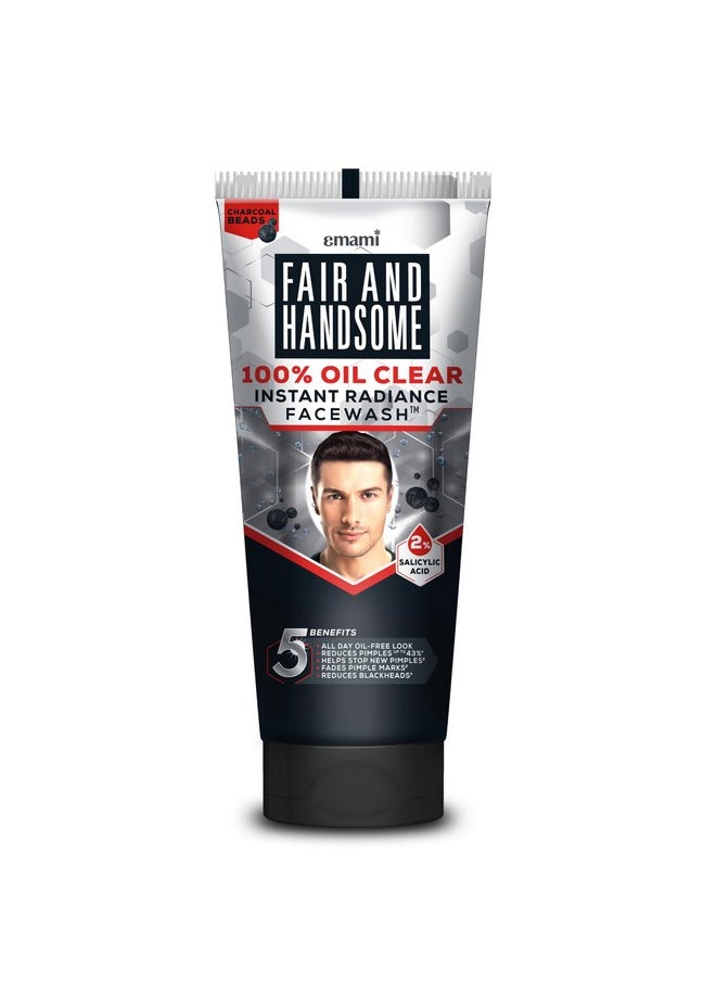 Fair and Handsome Instant Radiance Oil Clear Face Wash | All Day Oil-Free Look | Fades Pimple Marks | Reduces Blackheads | With 2% Salicylic Acid | 150Gm  - Image 1