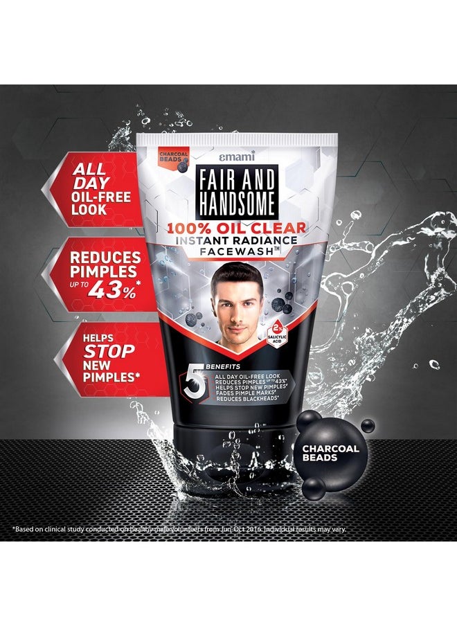 Fair and Handsome Instant Radiance Oil Clear Face Wash | All Day Oil-Free Look | Fades Pimple Marks | Reduces Blackheads | With 2% Salicylic Acid | 150Gm  - Image 2