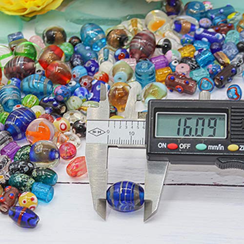 Fun-Weevz Assorted Glass Beads for Jewelry Making Adults, Bulk Glass Beads for Crafts, Lampwork Murano Bead Mix for Bracelets and Necklaces, Crafting Beads Supplies Kit, Large & Small Beads - Image 4