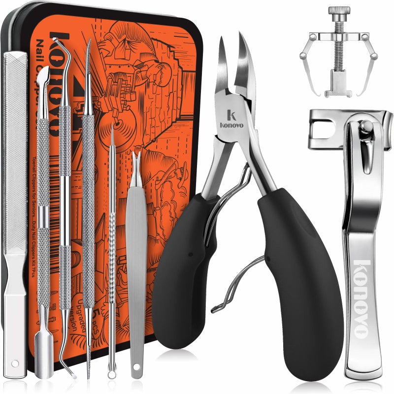 konovo Konovo Ingrown Toenail Tool Kit 9 Pcs Toe Nail Clippers for Adult and Seniors Large Toenail Clipper for Ingrown Toenail TreatmentThick Nails