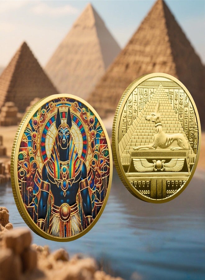 عملة أنوبيس المصرية التذكارية - مطلية بالذهب، حارس الموت، قطعة تذكارية، عملة من الأساطير المصرية القديمة مقاس 1.57 بوصة، هدية روحية لهواة جمع العملات ومحبي التاريخ - Image 5