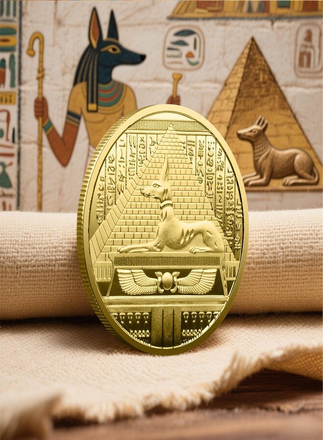 عملة أنوبيس المصرية التذكارية - مطلية بالذهب، حارس الموت، قطعة تذكارية، عملة من الأساطير المصرية القديمة مقاس 1.57 بوصة، هدية روحية لهواة جمع العملات ومحبي التاريخ - Image 4