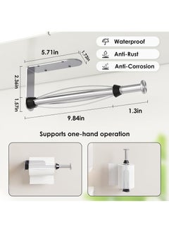 Bluejw Paper Towel Holder Under Cabinet Self Adhesive Hanging Paper Towel Rack For Large Roll Paper Stainless Steel Paper Towel Bar Or Kitchen Bathroom  - Image 3