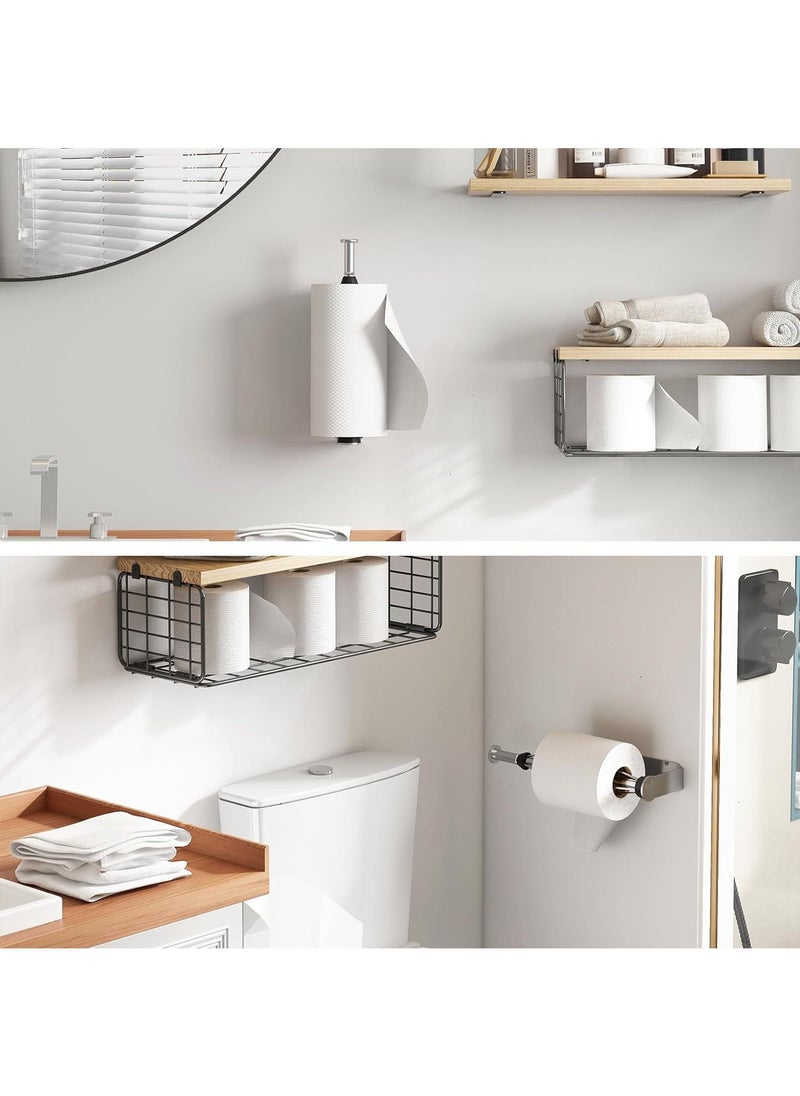 Bluejw - Paper Towel Holder Under Cabinet Self Adhesive Hanging Paper Towel Rack For Large Roll Paper Stainless Steel Paper Towel Bar Or Kitchen Bathroom - Image 1