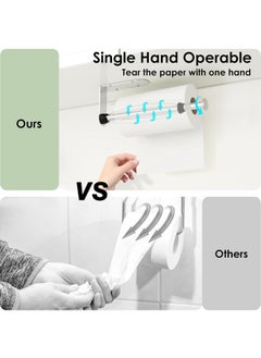 Bluejw Paper Towel Holder Under Cabinet Self Adhesive Hanging Paper Towel Rack For Large Roll Paper Stainless Steel Paper Towel Bar Or Kitchen Bathroom  - Image 4