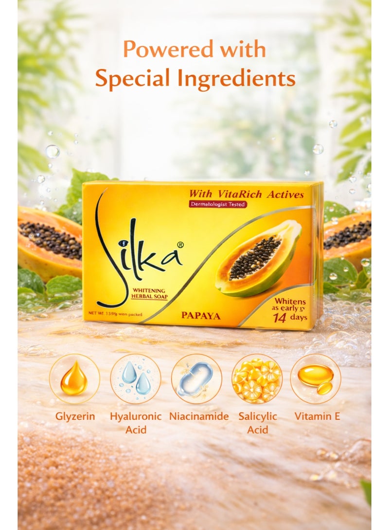 Silka Papaya Whitening Herbal Soap with VitaRich Actives 2 x 135g - Image 5
