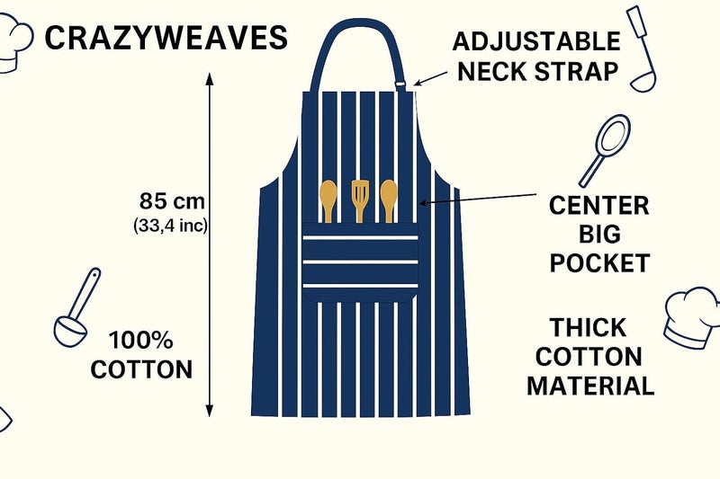 CRAZYWEAVES 100% cotton apron cooking kitchen apron for women and men chef apron - Image 2
