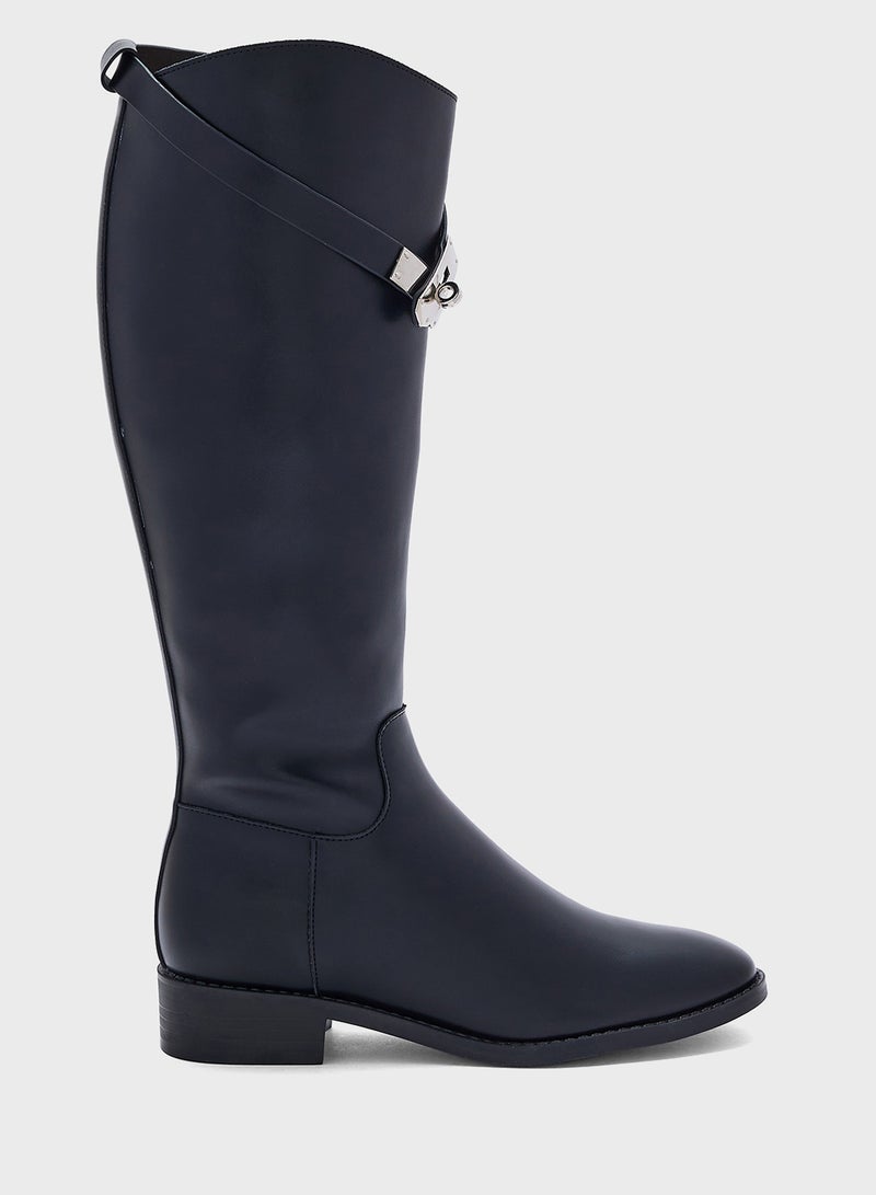 ELLA Buckle Detail Knee Length Boots - Image 1