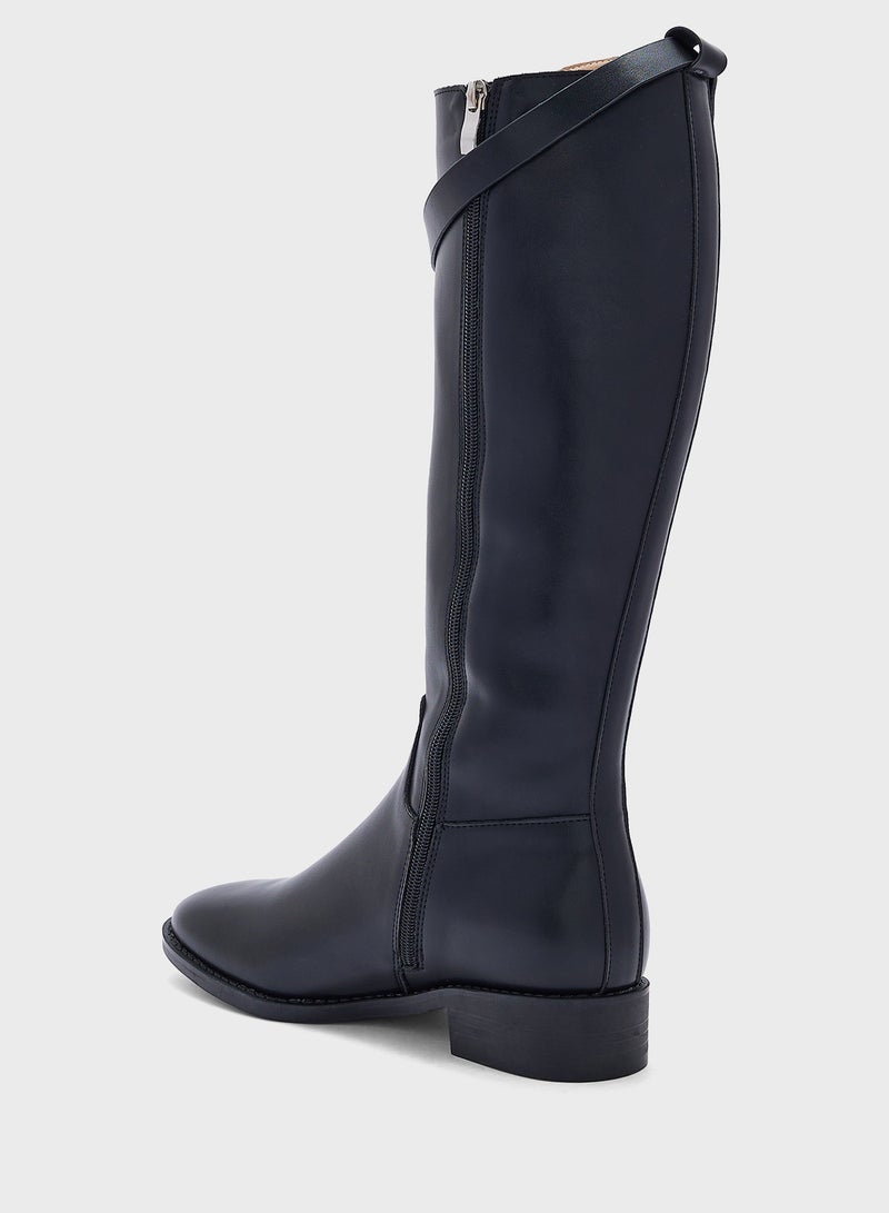 ELLA Buckle Detail Knee Length Boots - Image 3