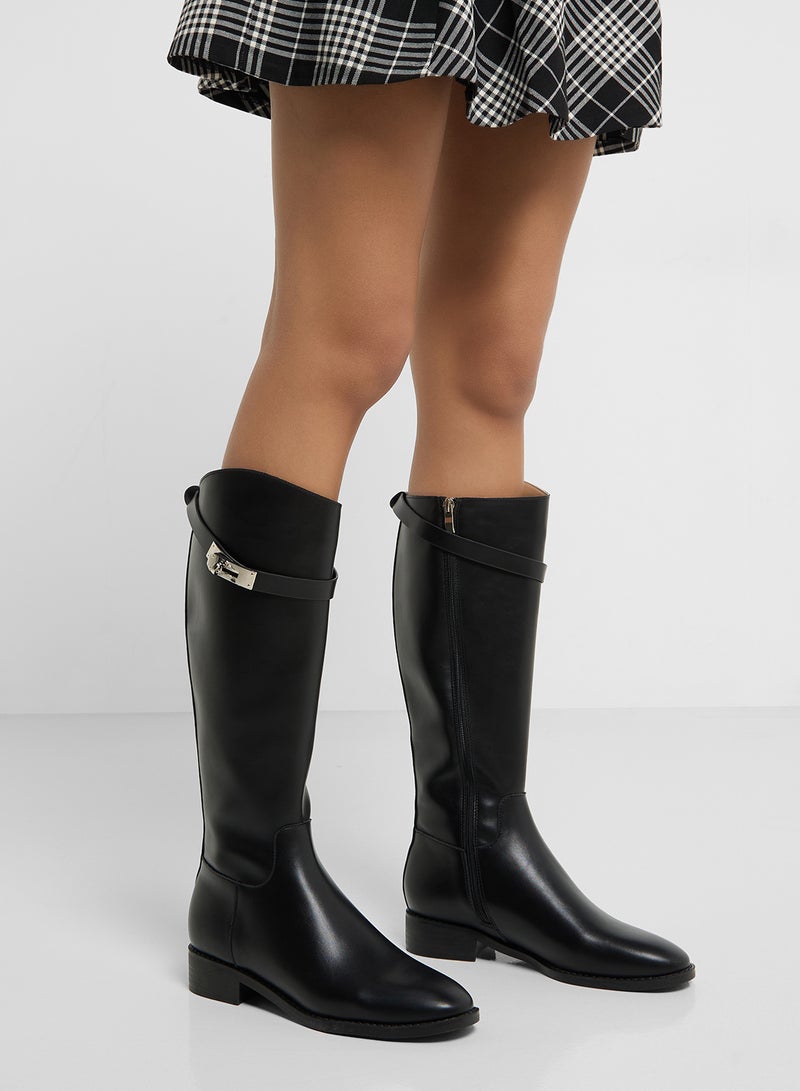 ELLA Buckle Detail Knee Length Boots - Image 5