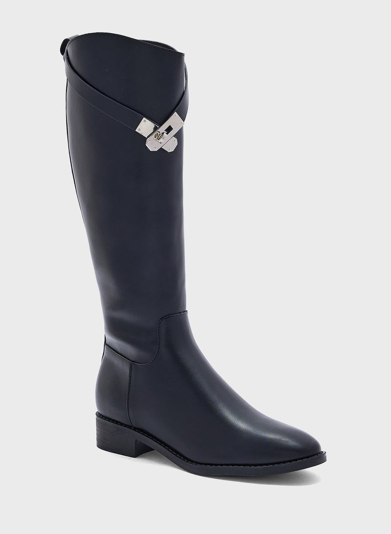 ELLA Buckle Detail Knee Length Boots - Image 2