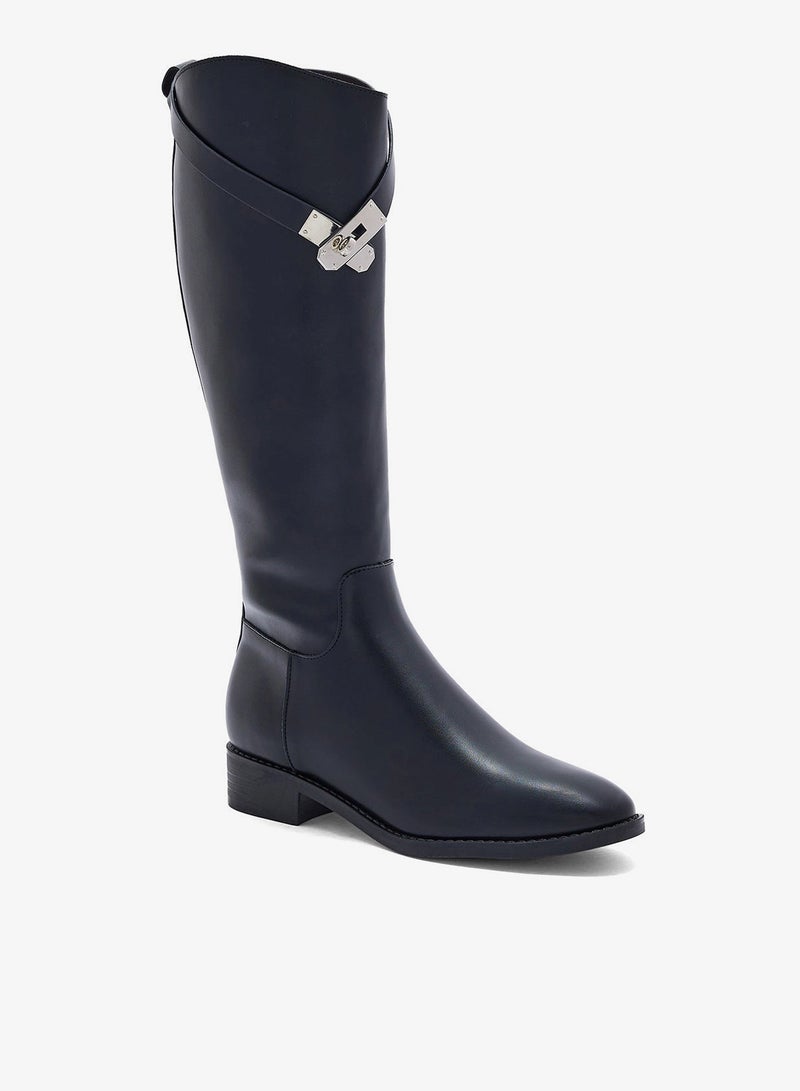 ELLA Buckle Detail Knee Length Boots - Image 2