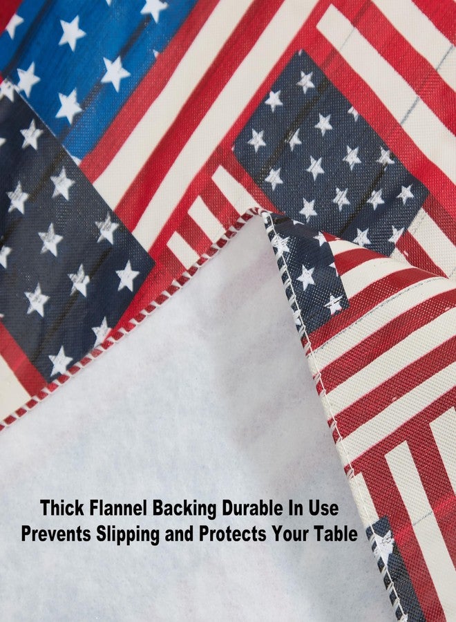 Newbridge American Flag Collage White Vinyl Tablecloth with Flannel Backing, Patriotic Stars and Stripes Patchwork Print, Easy Care Wipe Clean Indoor Outdoor Table Cover, 52 x 70 Inch Rectangle - Image 3