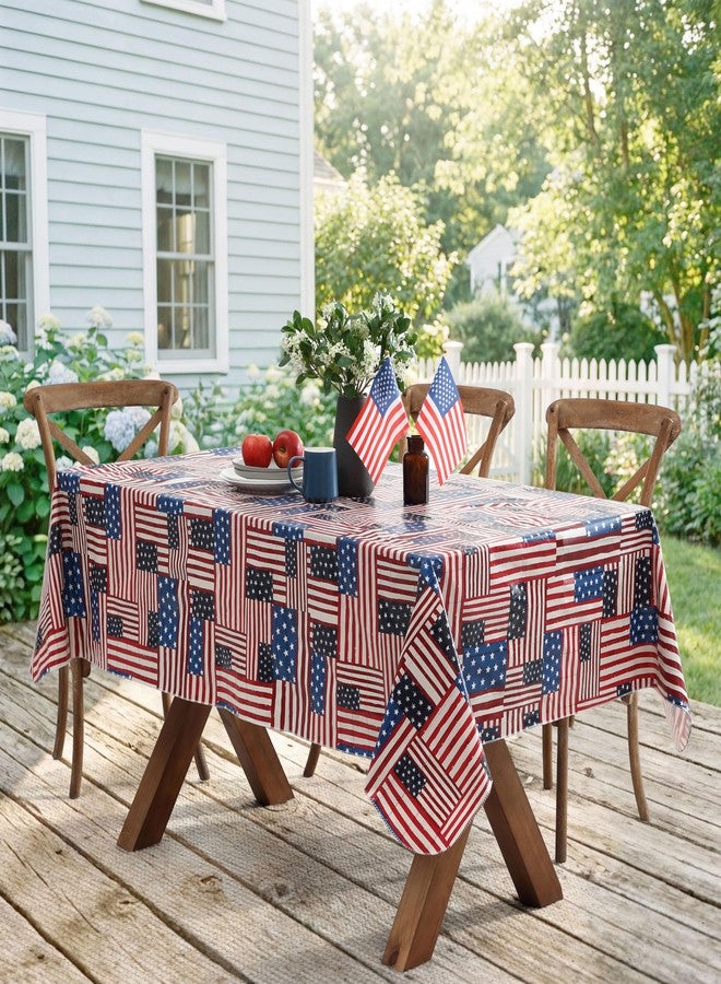 Newbridge American Flag Collage White Vinyl Tablecloth with Flannel Backing, Patriotic Stars and Stripes Patchwork Print, Easy Care Wipe Clean Indoor Outdoor Table Cover, 52 x 70 Inch Rectangle - Image 5