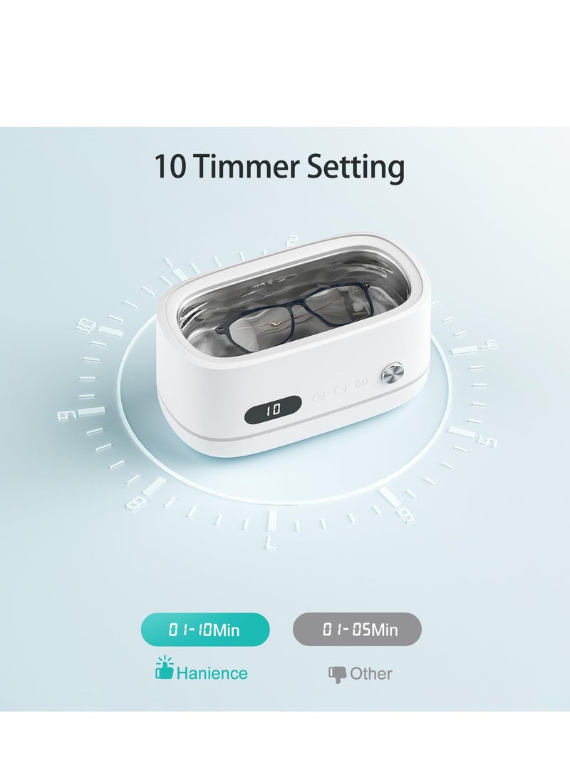 SOLARAE Ultrasonic Cleaner,Professional 500ml Jewelry Cleaner with 45000Hz Frequency, Basket, and 10 Digital Timer Settings for Rings, Glasses, Watches, and Dentures Cleaning - Image 3