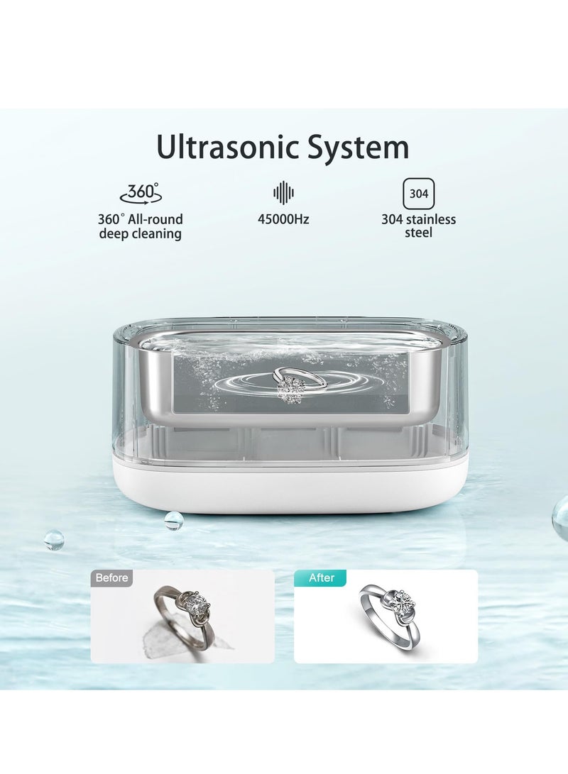 SOLARAE Ultrasonic Cleaner,Professional 500ml Jewelry Cleaner with 45000Hz Frequency, Basket, and 10 Digital Timer Settings for Rings, Glasses, Watches, and Dentures Cleaning - Image 4