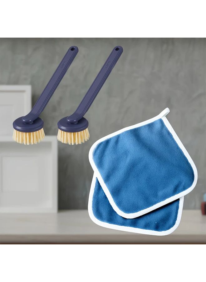 Heavy Duty Dish Brush And Hand Towel Combo With Long Handle In C - Image 3
