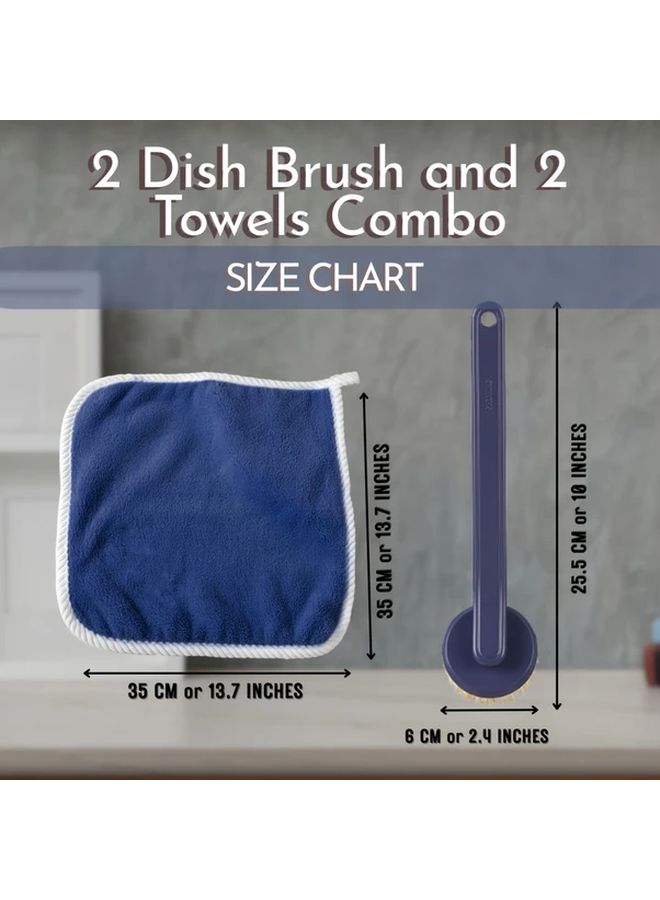 Heavy Duty Dish Brush And Hand Towel Combo With Long Handle In C - Image 5