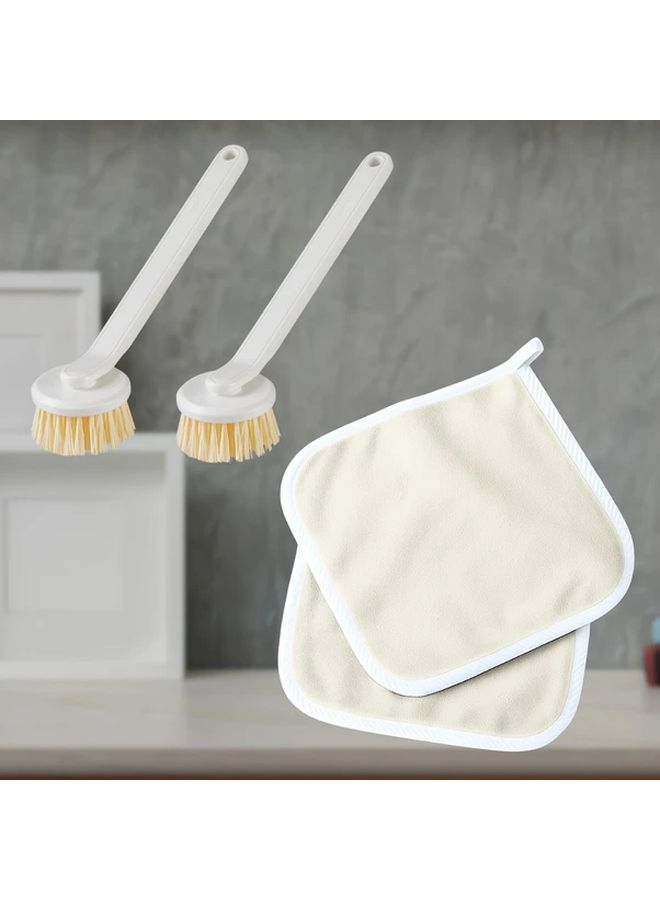 Heavy Duty Dish Brush And Hand Towel Combo With Long Handle In C - Image 4