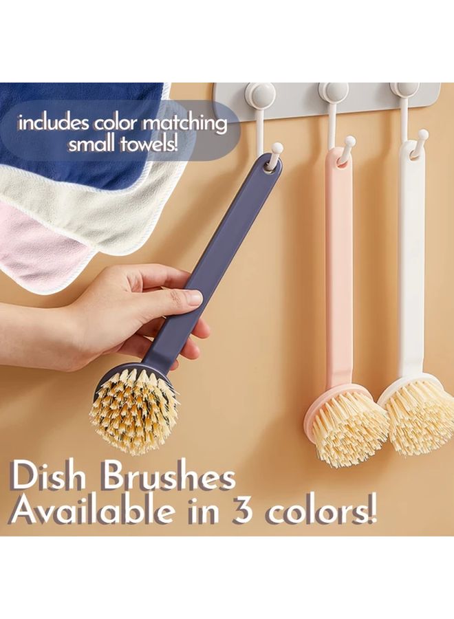 Heavy Duty Dish Brush And Hand Towel Combo With Long Handle In C - Image 1