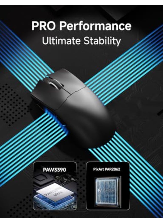 Eweadn S9 Pro Wireless Gaming Mouse, 59G Ergonomic Computer Mouse, Triple Modes, 8K Polling, 26K DPI, PAW3395 Optical Sensor, Kailh Switch, 250h Battery Life, Programmable for PC/Win/Mac(Black) - Image 4