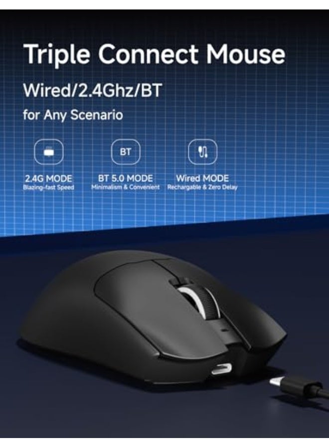 Eweadn S9 Pro Wireless Gaming Mouse, 59G Ergonomic Computer Mouse, Triple Modes, 8K Polling, 26K DPI, PAW3395 Optical Sensor, Kailh Switch, 250h Battery Life, Programmable for PC/Win/Mac(Black) - Image 3