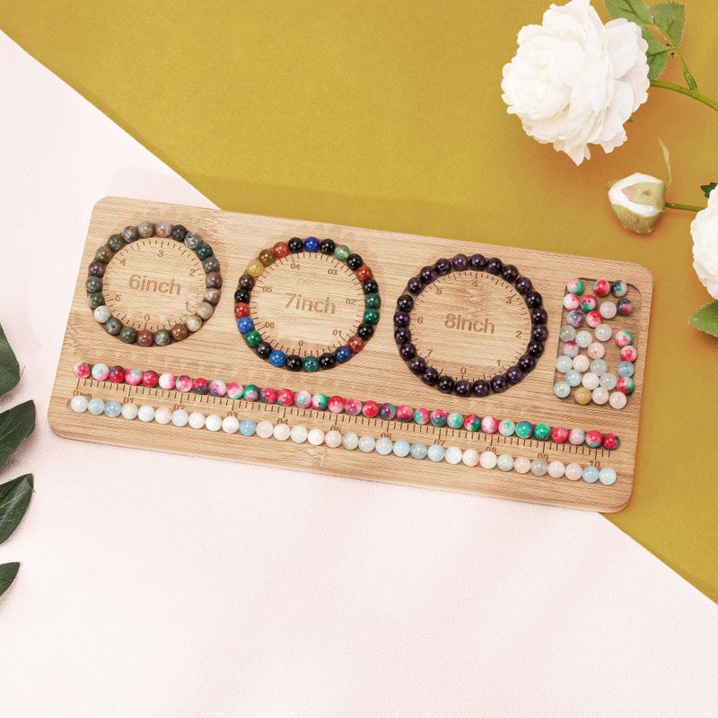 HSZCTUY Bead Board for Jewelry Making, Bamboo Beading Board for Bracelet Making, Beads Maker, Bracelet Making Kit, Bead Tray, Bracelet Sizer, Jewelry Making Supplies - Image 2