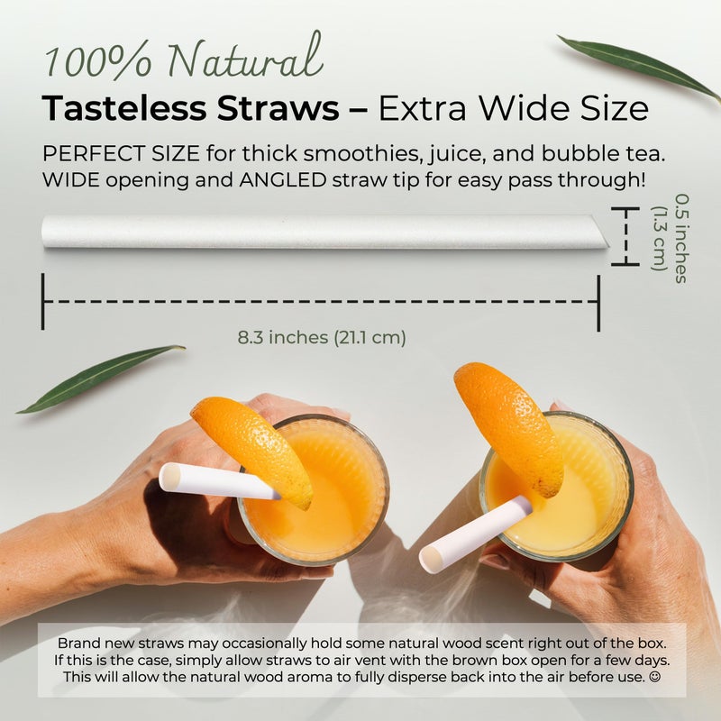 EcoPreps Biodegradable Jumbo Smoothie Straws, Bamboo Fiber Boba Straws - 50 PCS, Extra Wide, 100% Compostable, Plastic-Free, Eco-Friendly Large Wide-Mouthed Straw - 8.25" Long Bamboo Disposable Straw - Image 4