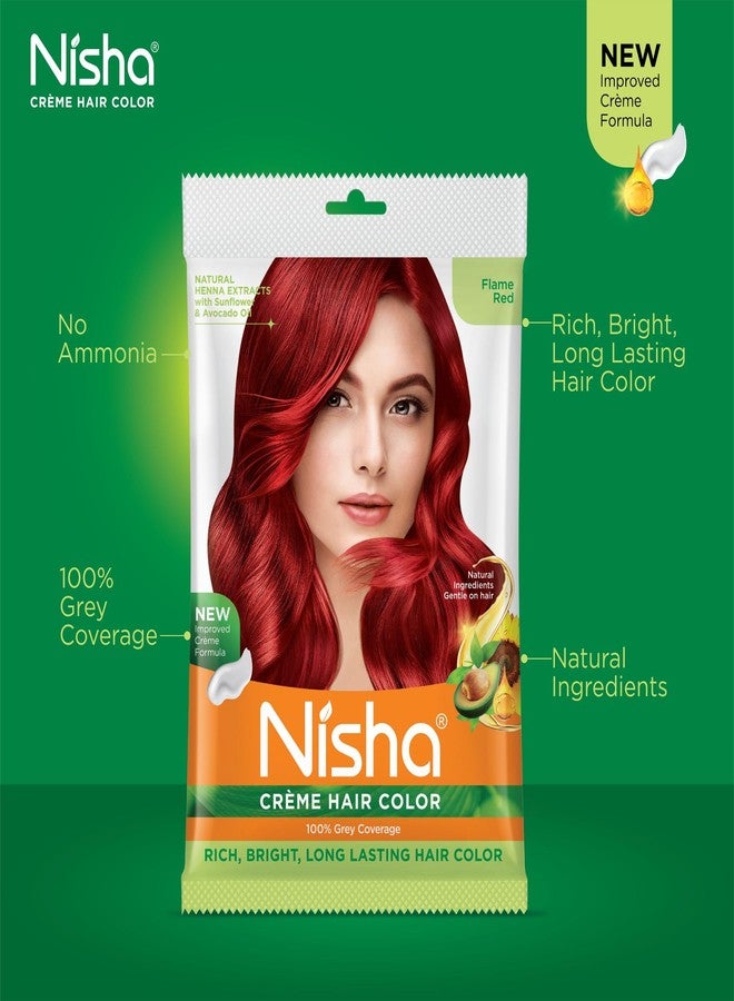 نيشا صبغة شعر نيشا كريم للنساء - أحمر ناري، عبوة 20 غ + 30 مل، تدوم طويلاً، تغطية كاملة للشعر الأبيض، لون شعر دائم لشعر ناعم ولامع وصحي - Image 3